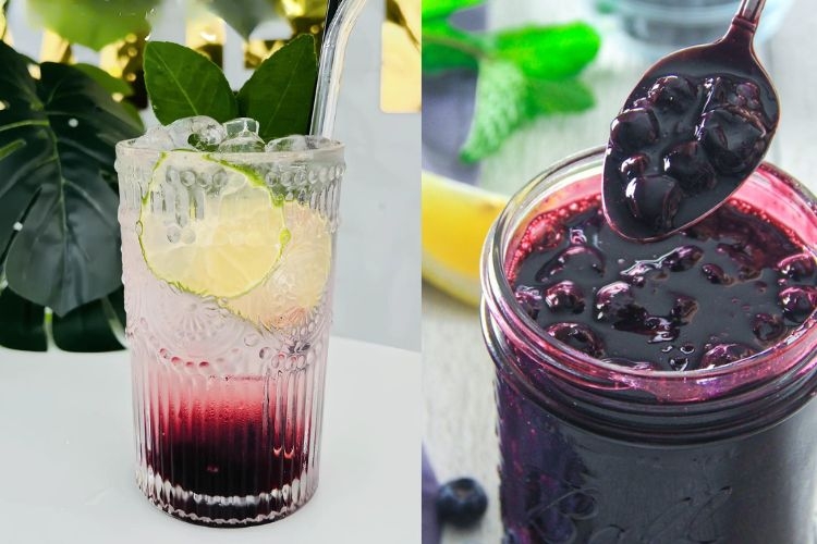 Làm soda việt quất bằng siro