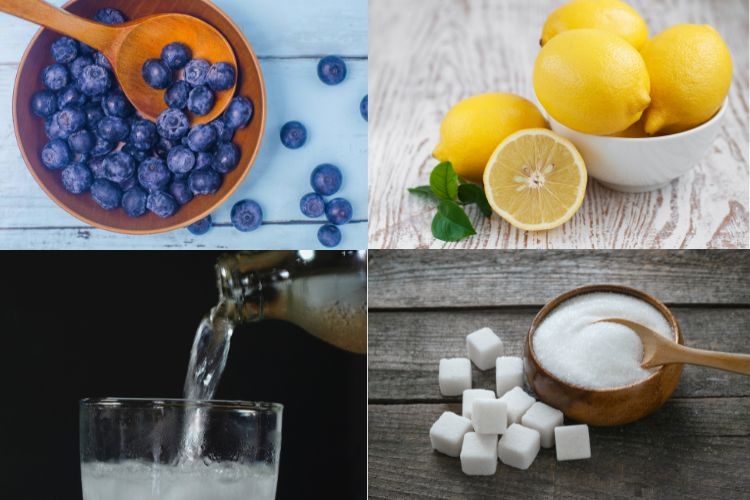 Chuẩn bị nguyên liệu làm soda việt quất chanh