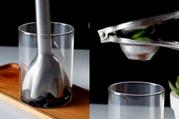 Nghiền việt quất và cho vào một ít nước cốt chanh