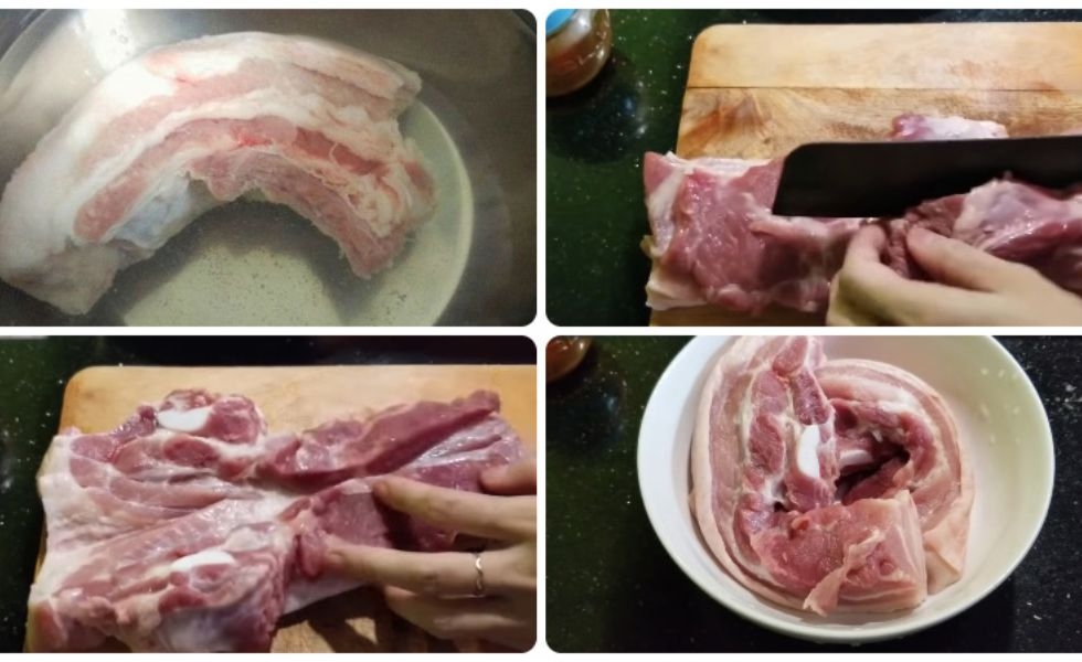 sơ chế thịt heo ba chỉ