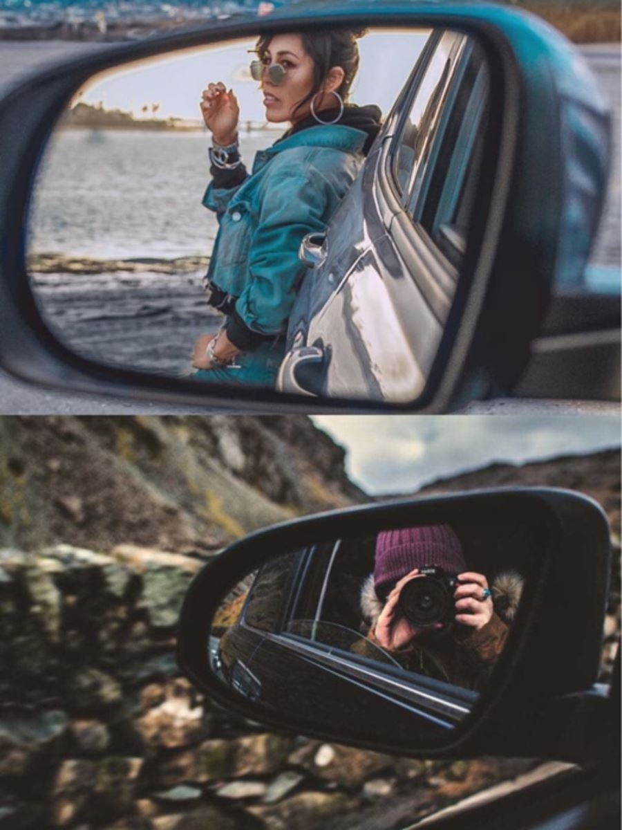 Chụp ảnh phản chiếu trong gương ô tô mang lại bức ảnh nghệ thuật