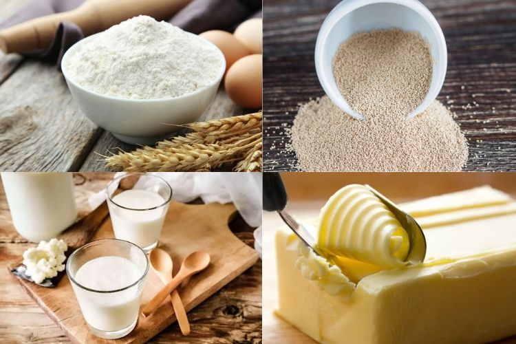 Chuẩn bị các loại nguyên liệu để làm bánh mì tươi đơn giản
