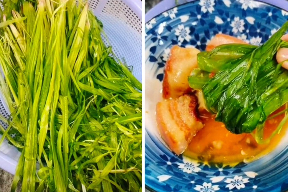 Hẹ nước ăn kèm thịt kho tộ.