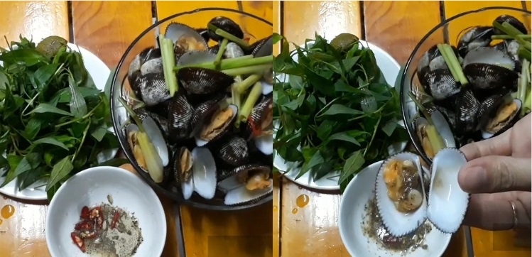 Thành phẩm sò lông hấp sả