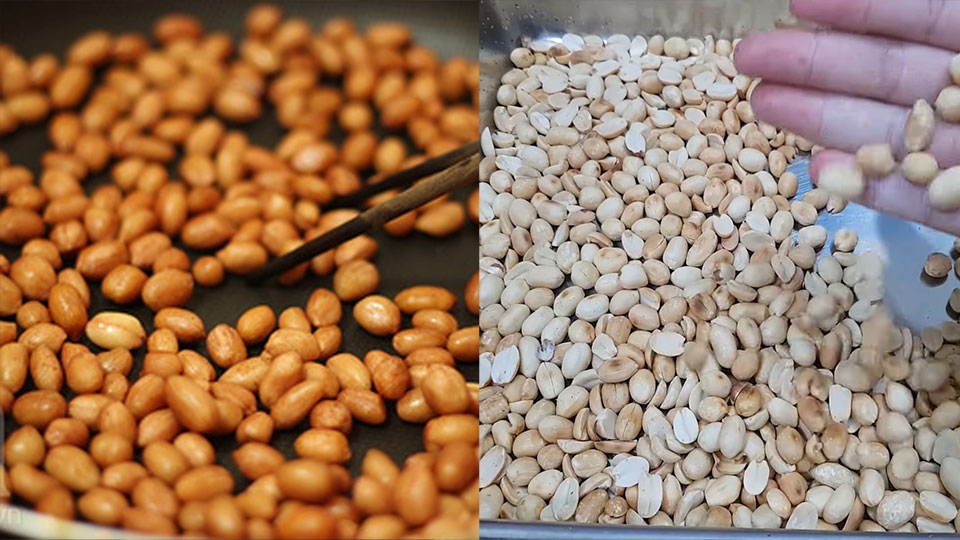 Rang và bỏ vỏ lạc