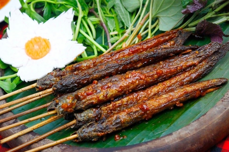Thành phẩm cá kèo nướng sa tế