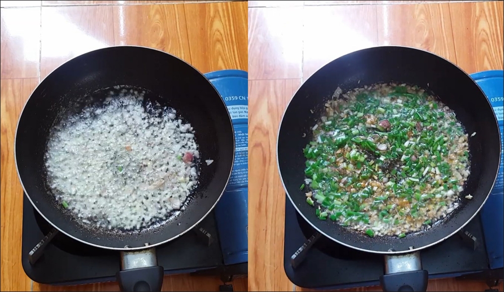 Làm mỡ hành để nướng ốc tỏi