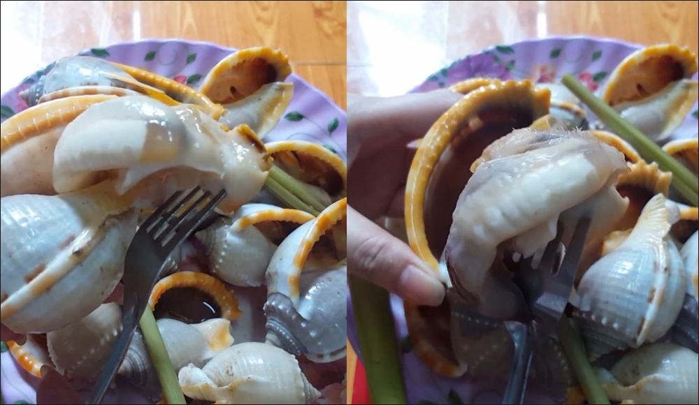 Sơ chế ốc tỏi sau khi hấp