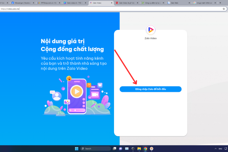 Truy cập vào Zalo Video sau đó chọn Đăng nhập Zalo để bắt đầu