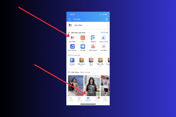 Vào mục Khám phá hoặc nhấn vào mini app ở phía trên