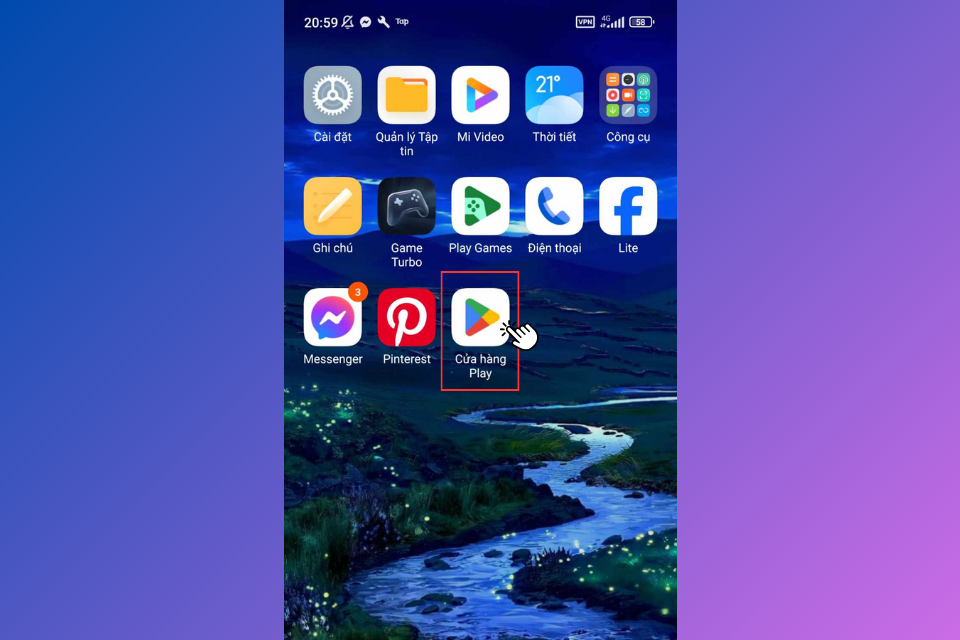 Mở ứng dụng Google Play