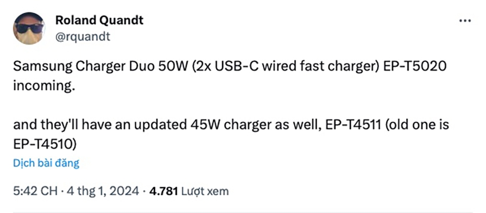 Samsung có thể ra mắt bộ sạc 50W/45W mới cùng dòng Galaxy S24 (ảnh 2)