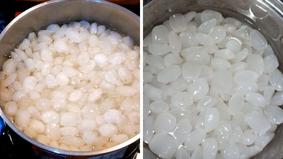 Bước 1: Sơ chế và luộc hạt đác