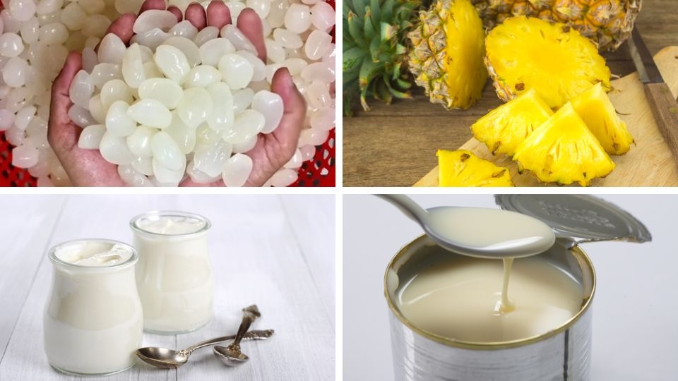 Chuẩn bị nguyên liệu làm sữa chua hạt đác dứa
