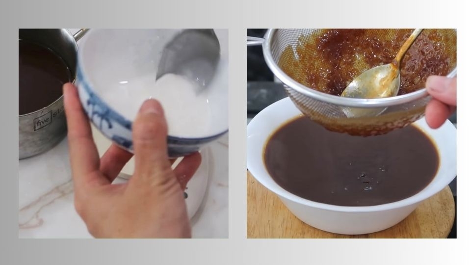 Lọc nước tương qua rây để lọc cặn bột còn sót lại