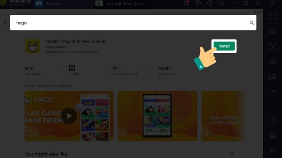 Tại cửa hàng trên ô tìm kiếm bạn nhập “Hago”, sau đó nhấn vào “Enter”