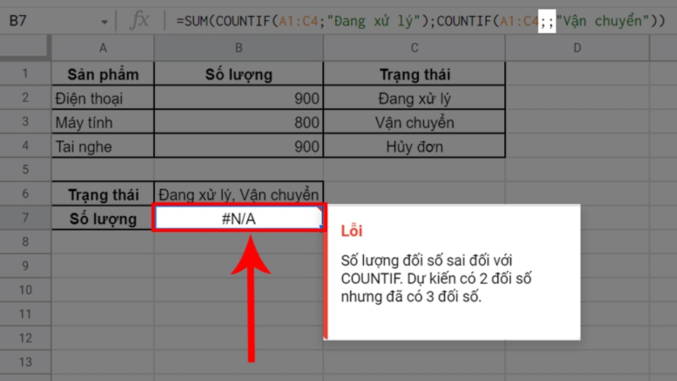 Lỗi #NA xảy ra khi không tìm thấy dữ liệu