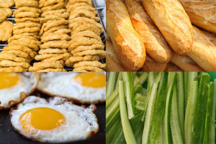 Các nguyên liệu cơ bản làm bánh mì chả cá trứng ốp la