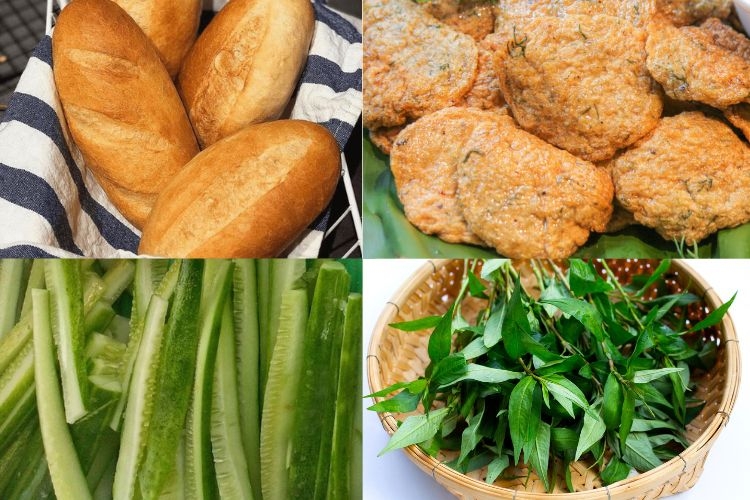 Các nguyên liệu làm bánh mì chả cá