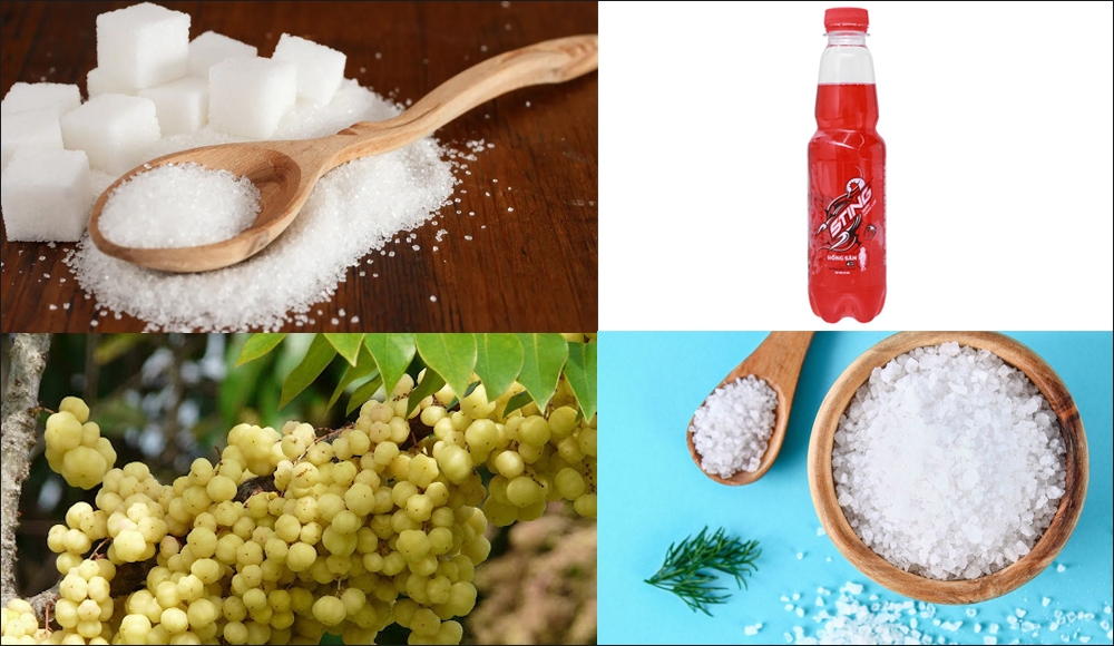 nguyên liệu làm chùm ruột ngào đường với sting đỏ