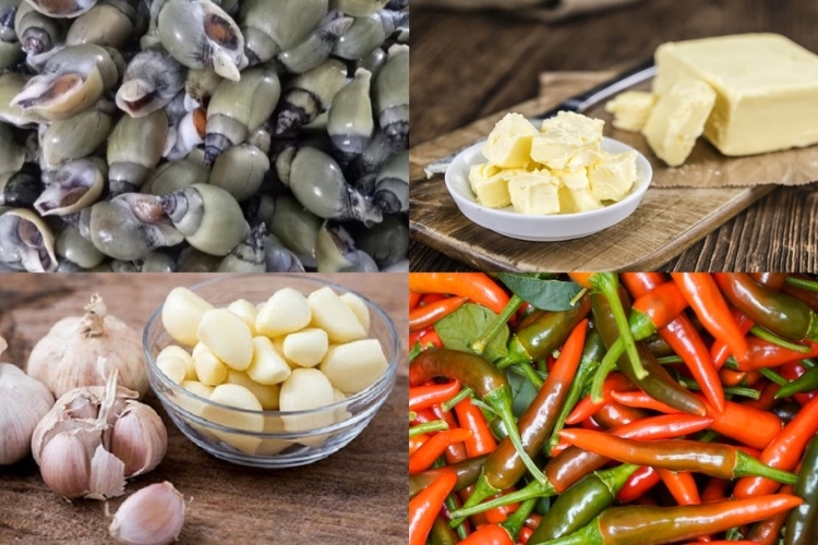 Nguyên liệu làm ốc cà na xào bơ tỏi