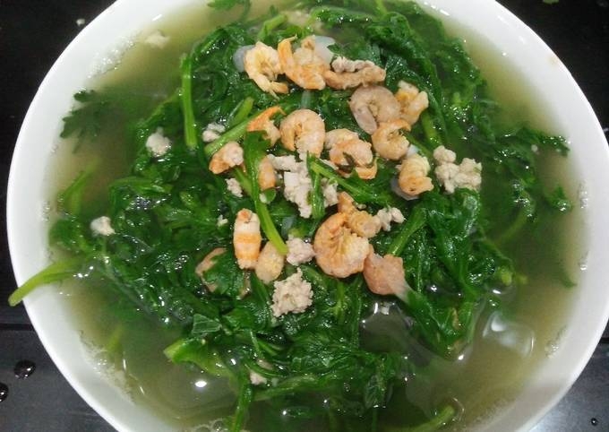 Canh cải cúc tôm khô