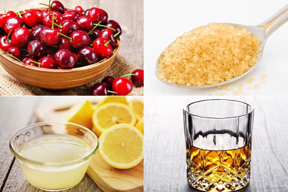 Nguyên liệu làm mứt cherry.