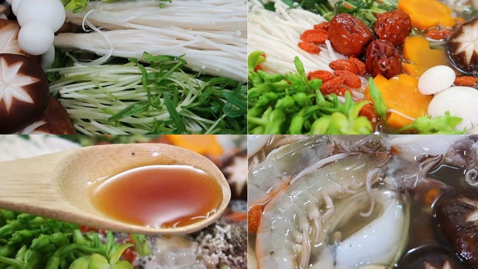 Nấu nước lẩu hải sản nấm