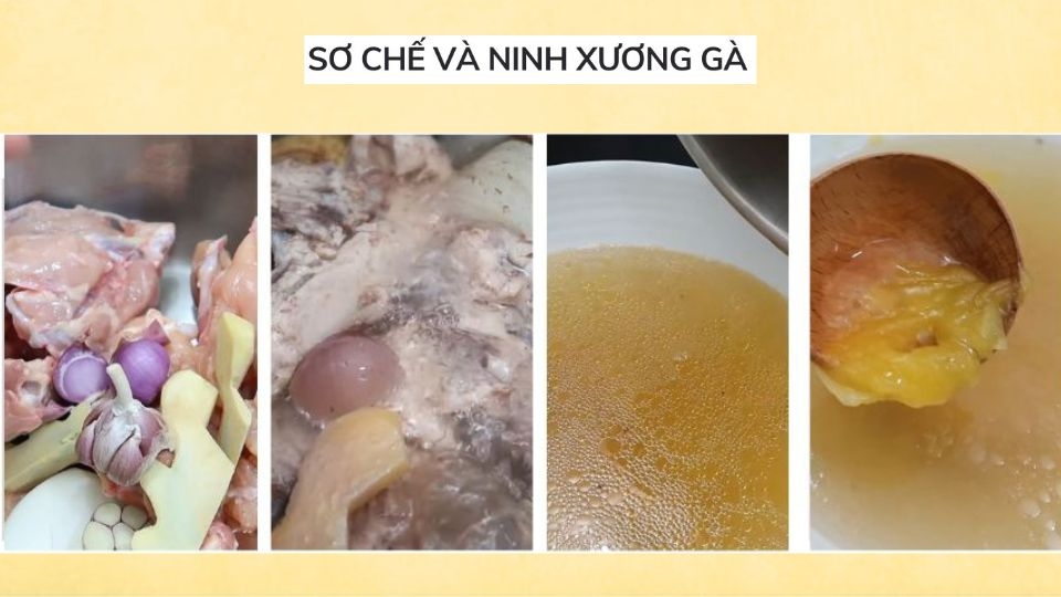 Xương gà sau khi mua về rửa thật sạch và nấu trong khoảng 1 giờ