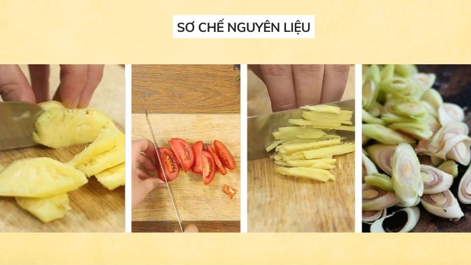 Sơ chế các nguyên liệu khác cho món lẩu hải sản