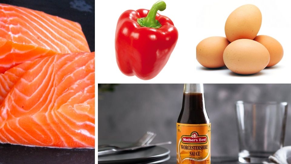 Nguyên liệu làm chả cá hồi ớt chuông