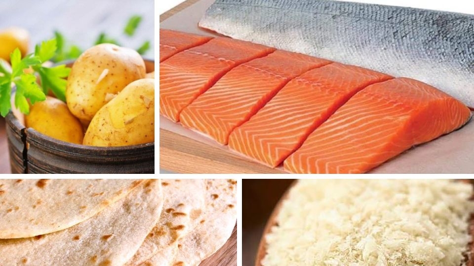 Nguyên liệu làm chả cá hồi khoai tây