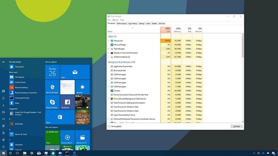 4. Sử dụng Task Manager đóng chương trình gây treo máy