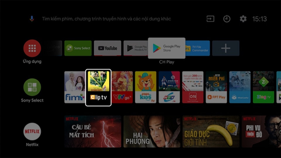 Bạn bấm chọn vào ứng dụng ClipTV