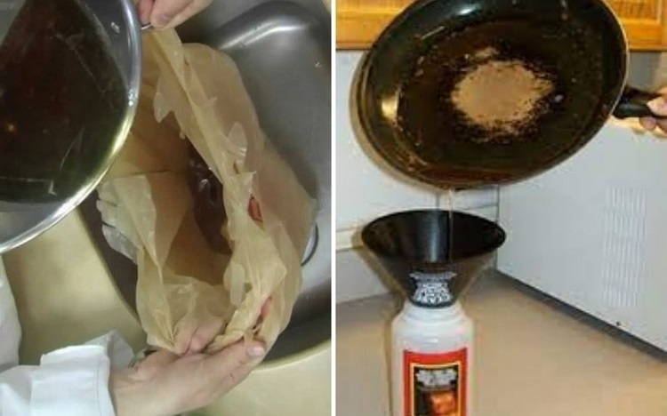 Cho dầu thừa vào chai hoặc túi ni lông rồi bỏ vào thùng rác