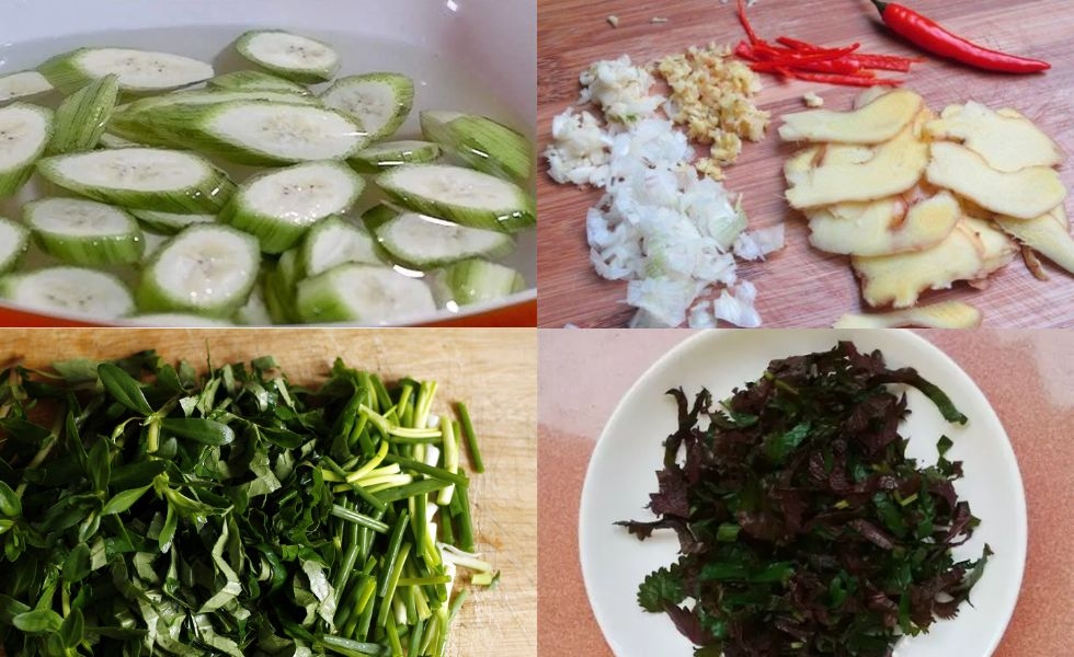 Sơ chế chuối và gừng sả tỏi