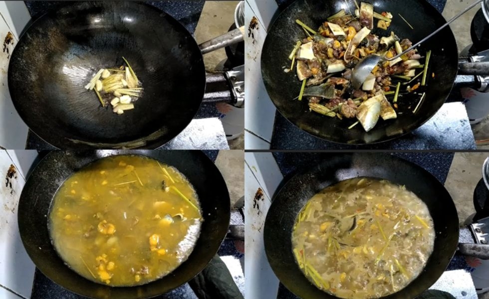 Nấu ba ba om chuối đậu