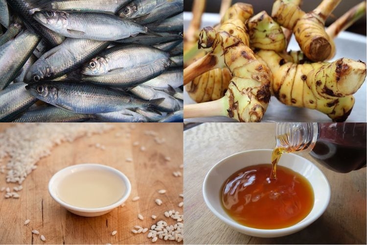 Nguyên liệu cho món gỏi cá trích kiểu Nam Ô