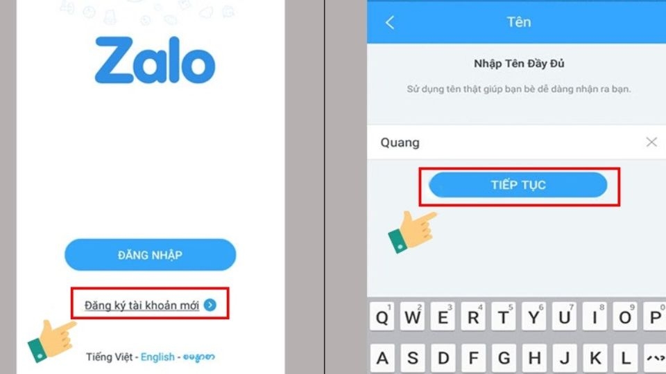 Sau khi tải về thành công tiến hành đăng ký tài khoản Zalo để sử dụng
