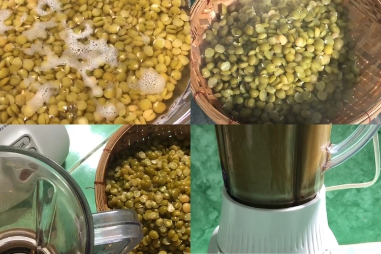Luộc và xay đậu Hà Lan