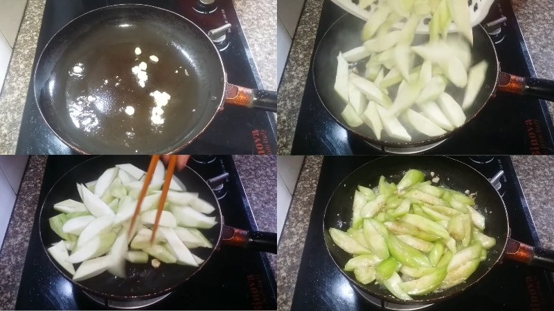 Bước 2: Xào mướp