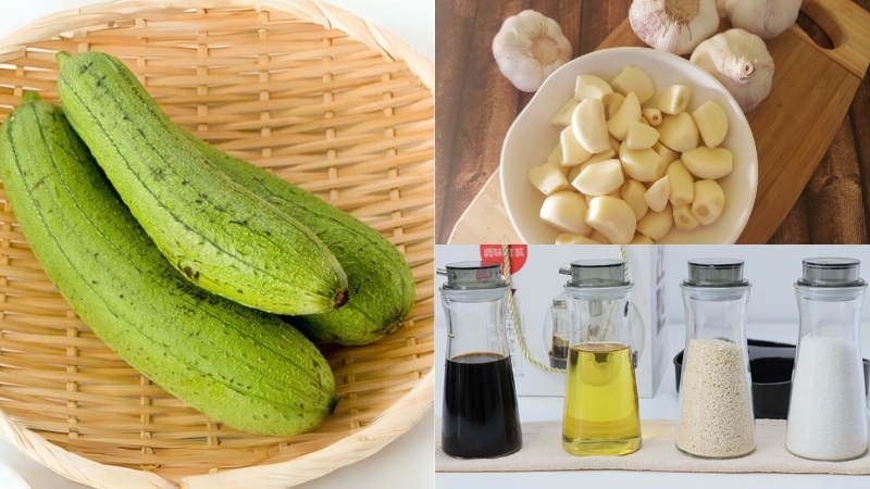 Nguyên liệu làm mướp xào tỏi