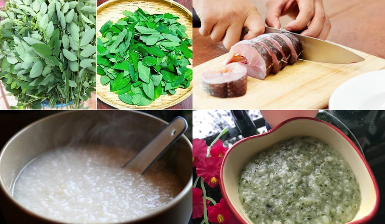 Nấu cháo cá bớp với rau ngót