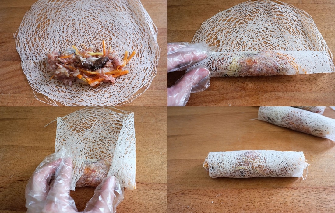 Cuốn chả giò rế một cách tỉ mỉ