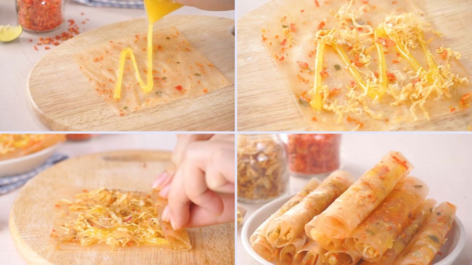 Thưởng thức bơ với bánh tráng