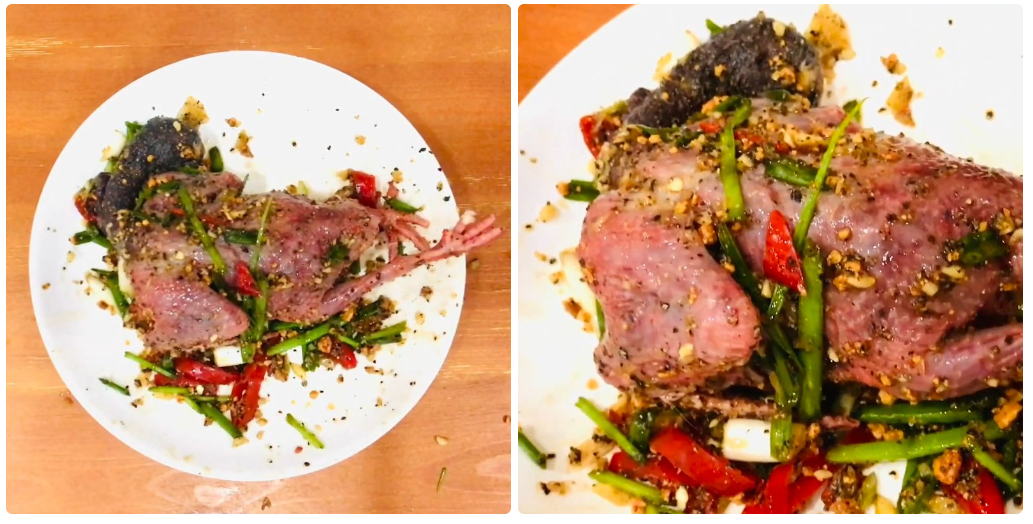 Ướp bồ câu với sốt muối ớt