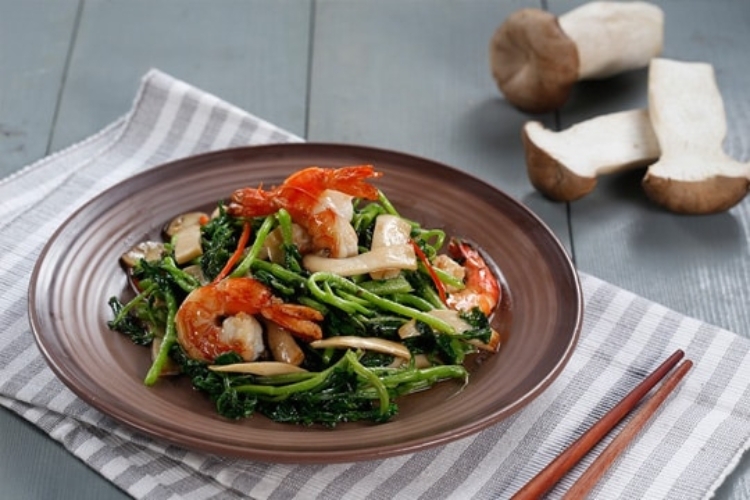 Rau cải xoong xào tôm