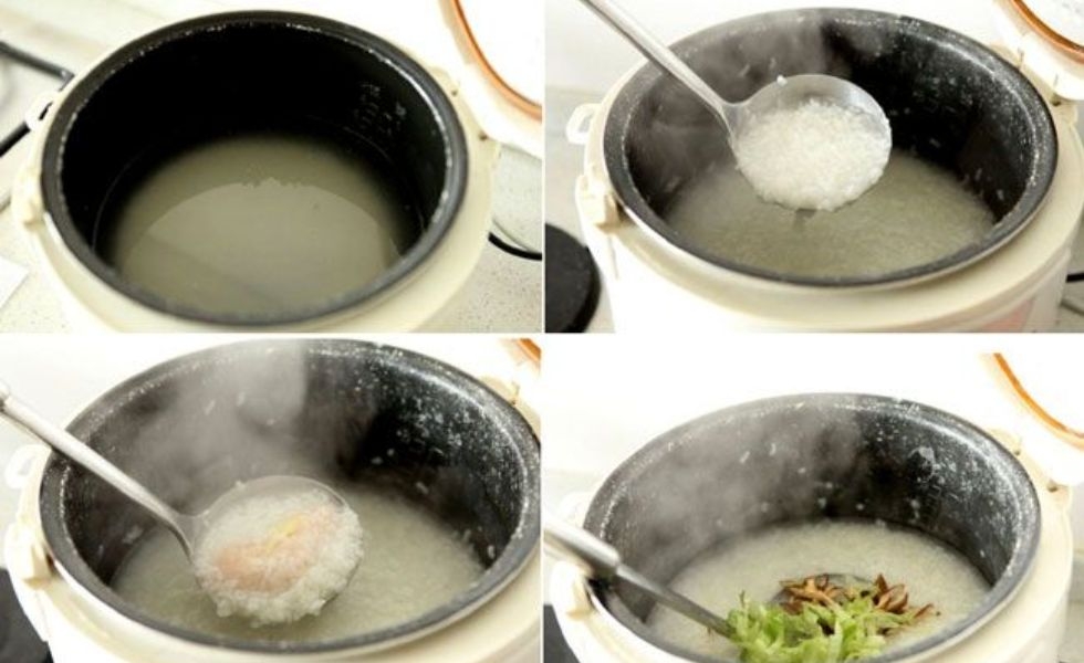 Nấu cháo gà bằng nồi cơm điện