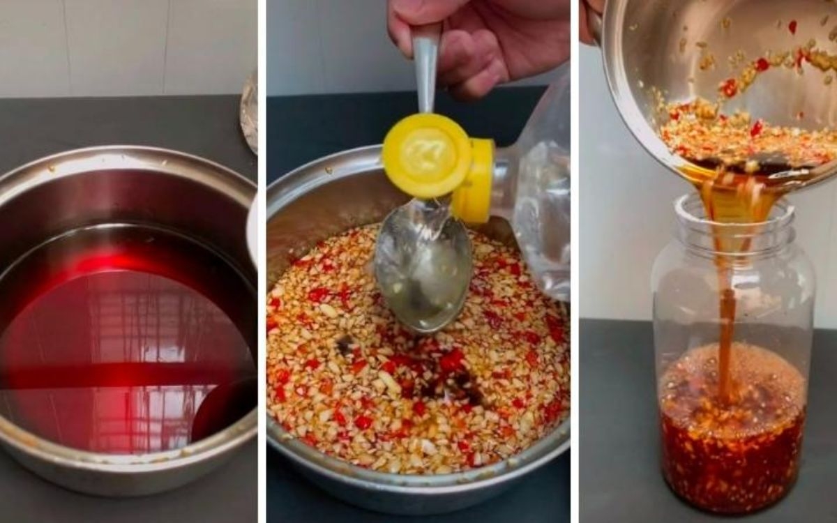 Bước 2: Tiến hành pha nước mắm tỏi ớt chua ngọt