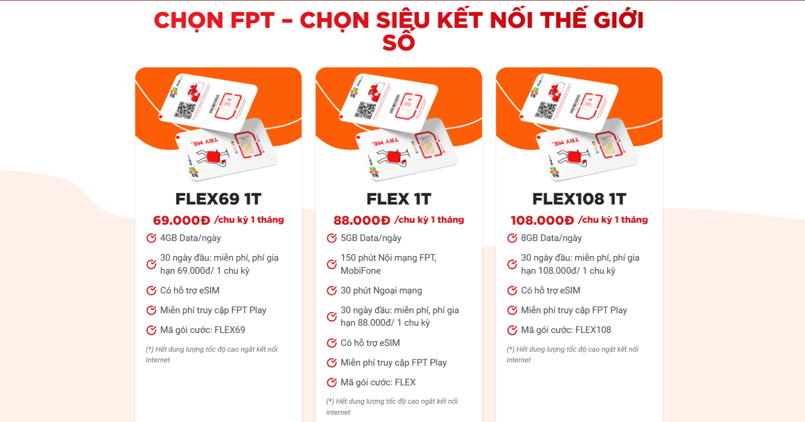 Các gói cước nổi bật của Mạng FPT